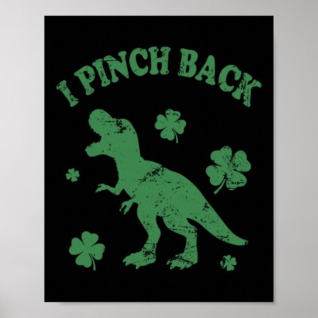 Poster T-rex Eu Soco Bumbum Dia Engraçado de São Patrício (Frente)
