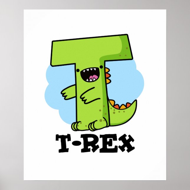 Poster T-Rex Funny Alphabet Dinossaur Pun (Frente)