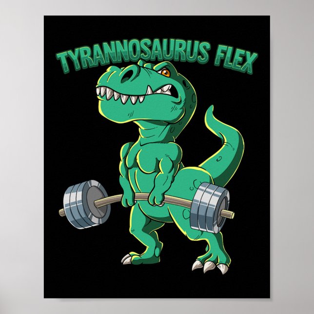 Poster T-rex Ginásio Musculação Tiranossauro Flex (Frente)