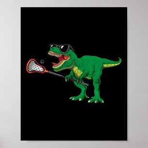 Poster T Rex Lacrosse Divertido Dinossauro Lax Meninos Ti