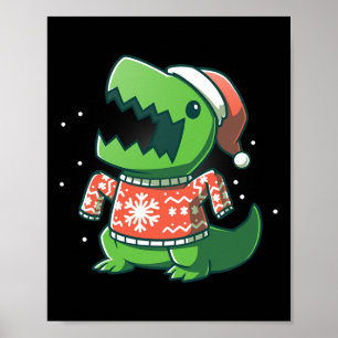 Poster T-rex Natal Diversão Dinossauro Feio Saurus 