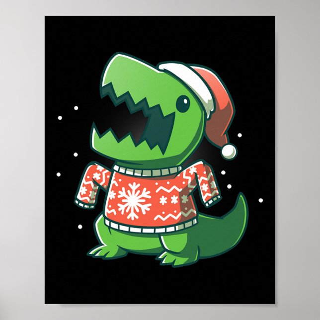 Poster T-rex Natal Diversão Dinossauro Feio Saurus  (Frente)