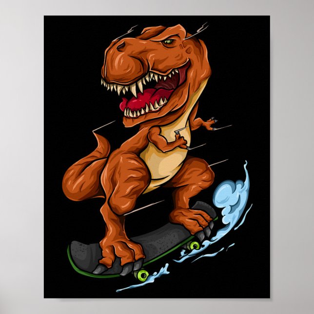 Poster T-rex skate - Cute Trex Dinossauro Skateboard (Frente)