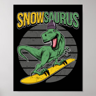 Poster T-rex Snowboard Dinossaur Snowboard