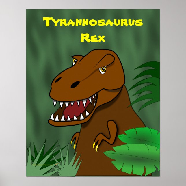 Póster T-Rex Tyrannosaurus Rex Cartoon Dinossauro (Frente)
