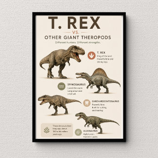 Poster T. Rex vs Outros Terópodes Gigantes Educacional
