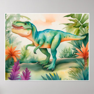 Poster T-Rex Watercolor NurserArt