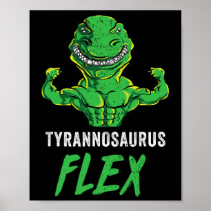 Poster T Rex Workout Engraçado Dinossauro Giro Corte de P