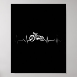 Poster T-Shirt com pulsação de motocicleta - Adoro o meu 