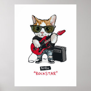 Poster T-Shirt do gatinho Rockstar