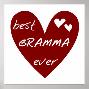 Póster T-shirt e presentes de Gramma do coração vermelho