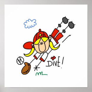 Póster T-shirt e presentes do softball das meninas do