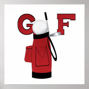Poster T-shirt e presentes vermelhos do golfe do saco de