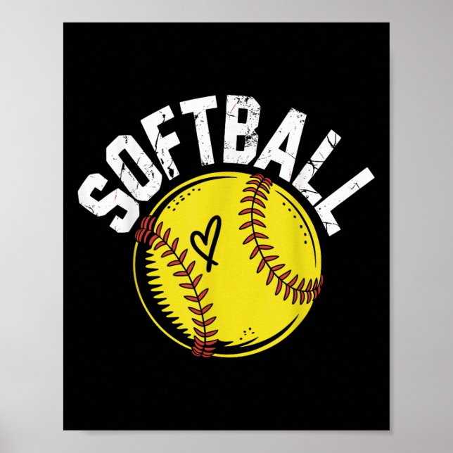 Poster T-shirt Softball Funny Softball do Jogador de Soft (Frente)