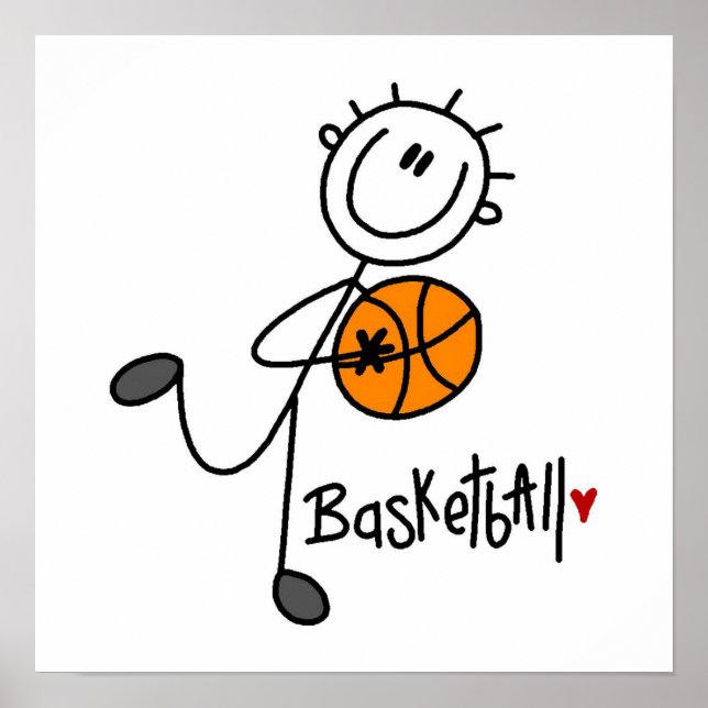 Poster T-shirts e presentes de basquetebol de Stick Basic (Frente)