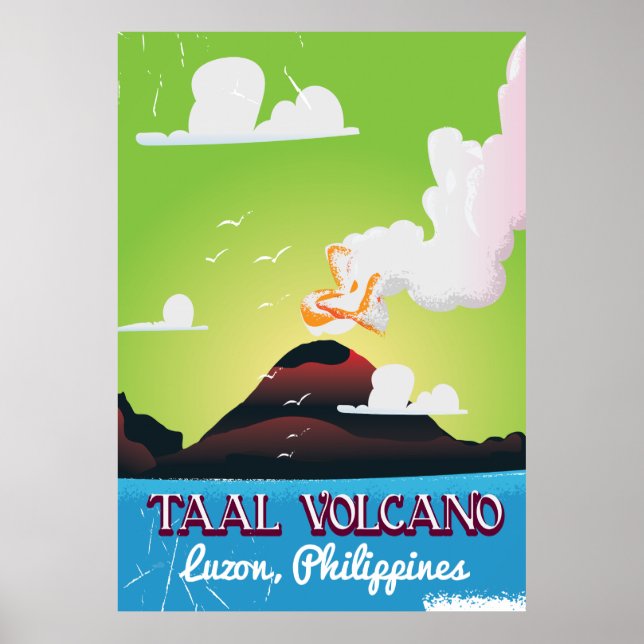 Póster Taal Volcano Philipp viagens vintage (Frente)