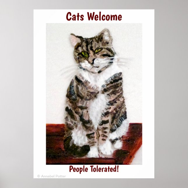 Poster Tabby Cat Art Engraçado (Frente)