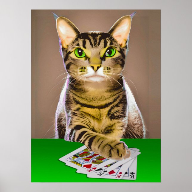 Poster Tabby Cat Playing Poker (Frente)