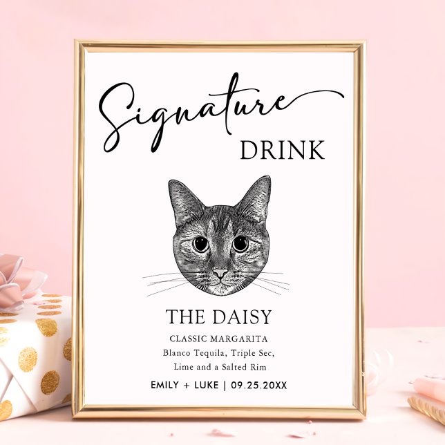 Poster Tabby Cat Signature Drink Sign (Criador carregado)