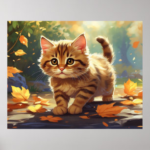 Poster *~* Tabby Fall Deixa Kitten 5:4 Kitty Cat AP68