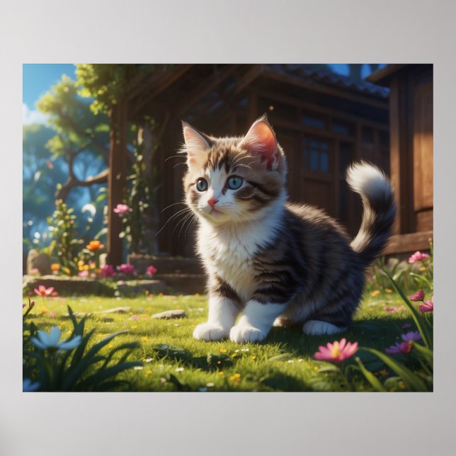 Poster *~* TABBY GARDEN Kitty Cat 5:4 Feline Kitten (Frente)