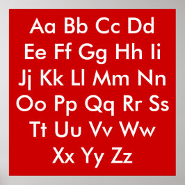 Poster Tabela de alfabeto Vermelho e Branco