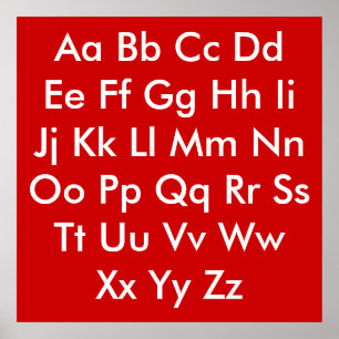 Poster Tabela de alfabeto Vermelho e Branco
