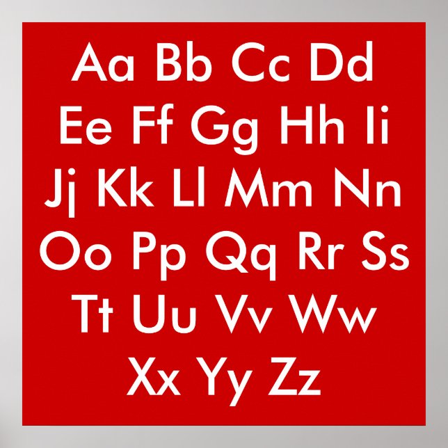 Poster Tabela de alfabeto Vermelho e Branco (Frente)