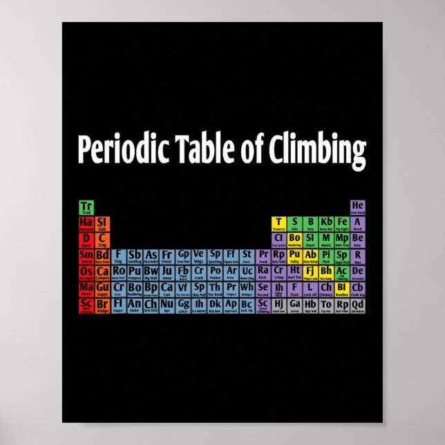 Poster Tabela Periódica De Climber De Pedra Bouldering (Frente)