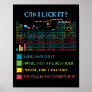Poster Tabela Periódica Engraçada Ciência Posso Lamber Qu