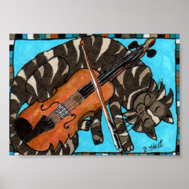 Poster Tabelas de cinzas por Cat com Violin Fiddle Folart