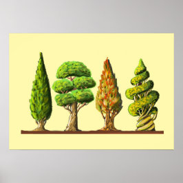 Poster tableau des trois arbres sculptés dessin digital