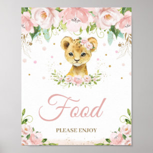 Poster Tablete de Comida de Chá de fraldas Floral Rosa Li