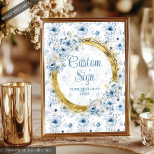 Poster Tabletop Azul Dourado Pastel Boêmian Moderno