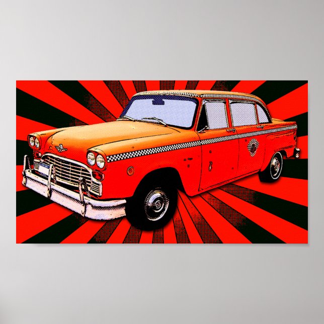 Póster Tabuleiro de Táxi Retro Nova Iorque (Frente)
