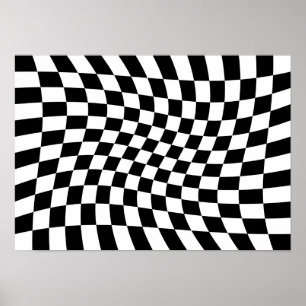 Poster Tabuleiro de Xadrez Torcido Abstrato