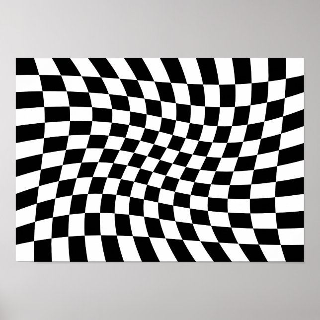Poster Tabuleiro de Xadrez Torcido Abstrato (Frente)