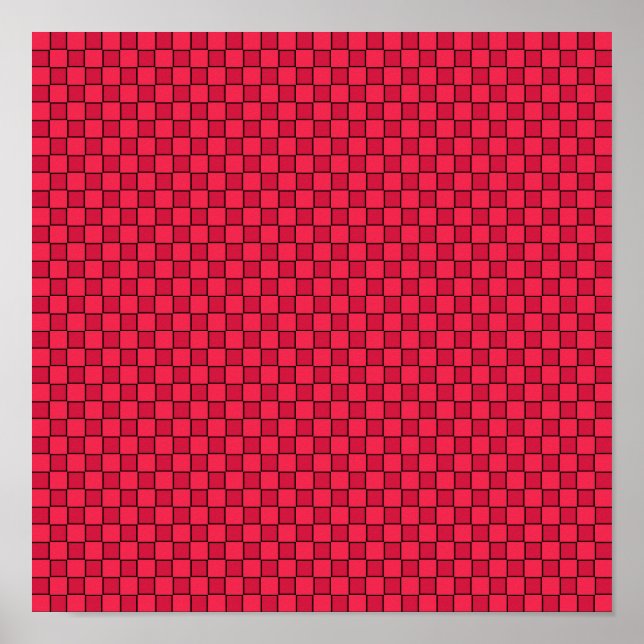 Poster Tabuleiro de Xadrez Vermelho e Preto (Frente)