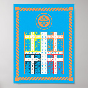 Póster Tabuleta elementar da água de Enochian em canvas