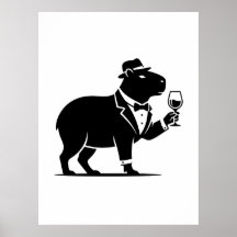 Tacaça de Vinho Capivara Engraçada Minimalista Mod