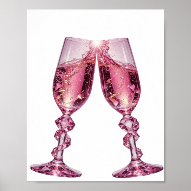 Poster Taças de CHAMPANHE prateadas atraentes (Frente)