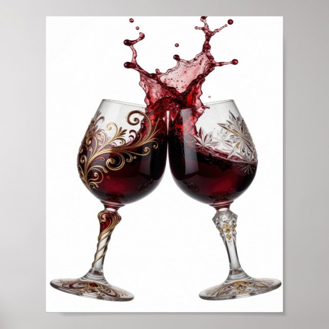 Poster Taças de vinho douradas com design de texto Snappy (Frente)