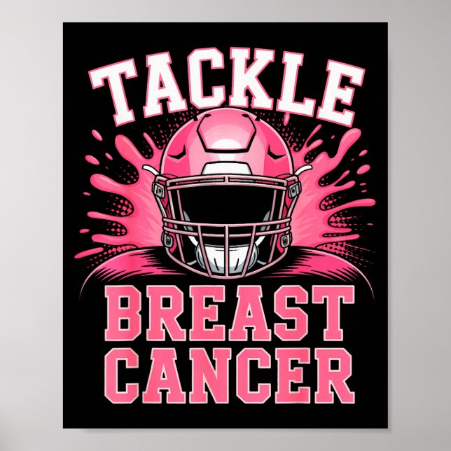 Poster Tackle Football Breast Cancer Awareness Nk Ribbon  (Frente)