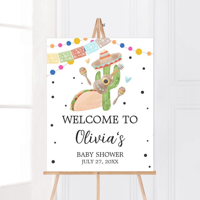 Poster Taco Bout A Baby Cactus Welcome (Fiesta Cactus Baby Shower Welcome Sign)