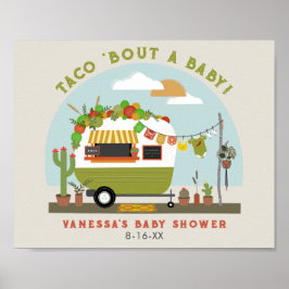Poster Taco Bout A Bebê Camper Chá de fraldas Neutro