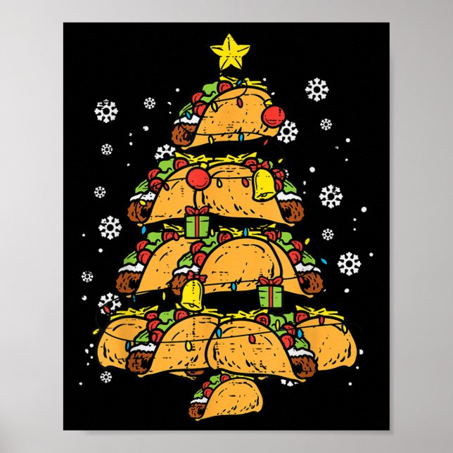 Poster Taco Christmas Tree Xmas Mexican Food  (Frente)