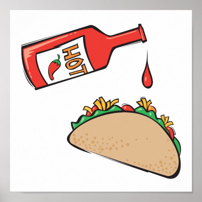 Póster taco com molho quente (Frente)