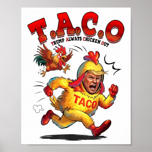 Poster Taco Engraçado Trump Sempre Foge Camisas Homens Qu (Frente)