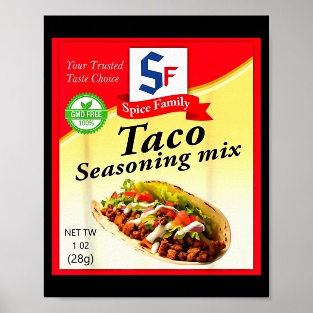 Poster Taco Seasoning Mix Funny Mexico Cinco De Mayo Grou (Frente)