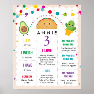 Poster Taco Sobre um Sinal de 3 Anos de Aniversário Três-